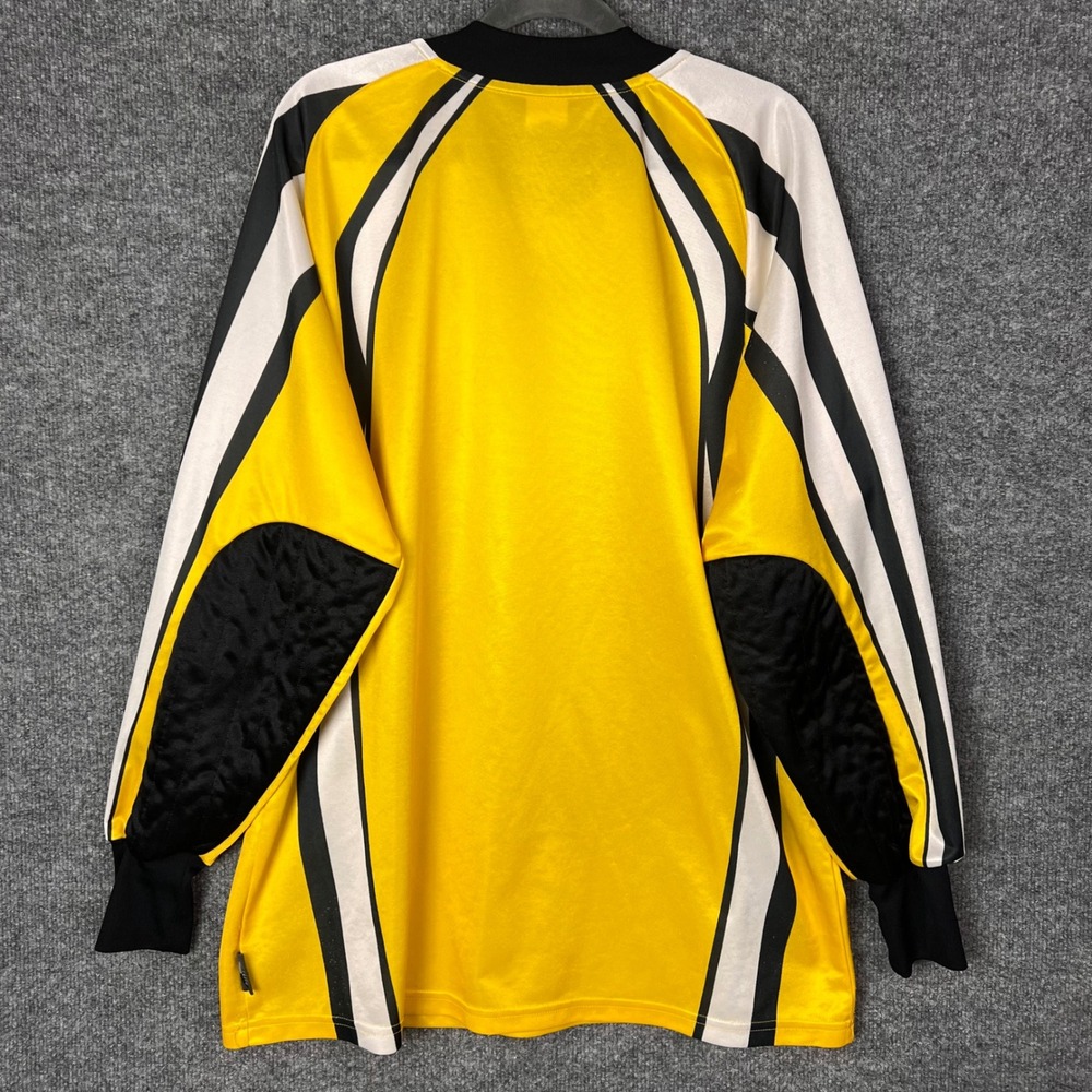 VINTAGE Adidas Goalkeeper Jersey Mens L Yellow 2001 Long Sleeve Shirt - Picture 2 of 11
